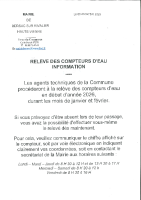 RELÈVE DES COMPTEURS D’EAU